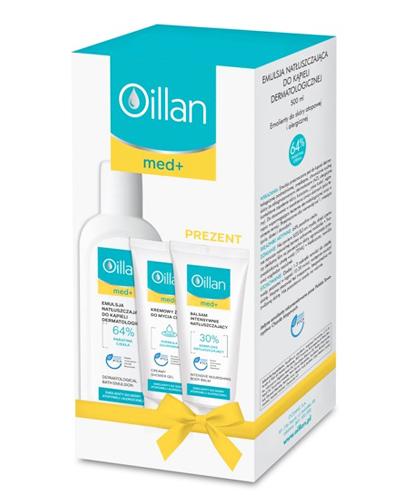 OILLAN MED+ ZESTAW Emulsja natłuszczająca do kąpieli + Kremowy żel do mycia + Balsam natłuszczający - 500 ml + 200 ml + 200 ml - Drogeria Melissa