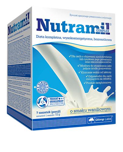 OLIMP NUTRAMIL Dieta kompletna wysokoenergetyczna, bezresztkowa smak waniliowy - 7 sasz. - Drogeria Melissa