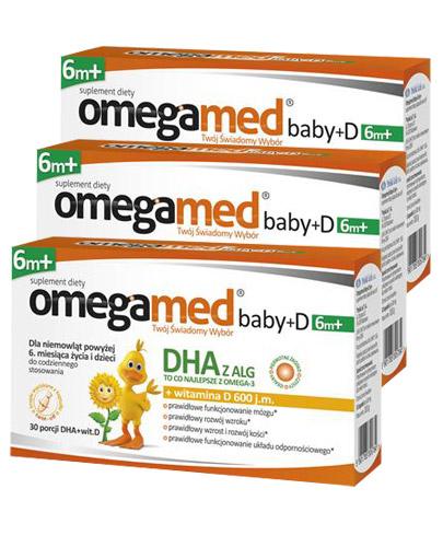  OMEGAMED Baby DHA z alg + Wit D Dla niemowląt i dzieci 6m+, rozwój dziecka, 3 x 30 kapsułek - Apteka internetowa Melissa  
