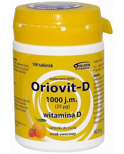  Orion Pharma Oriovit - D 1000 j.m., tabletki pudrowe o smaku owocowym, 100 tabl., cena, opinie, wskazania - Apteka internetowa Melissa  