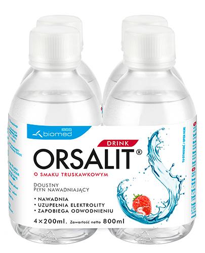ORSALIT DRINK O smaku truskawkowym - 4 x 200 ml Płyn nawadniający - cena, opinie, właściwości - Apteka internetowa Melissa