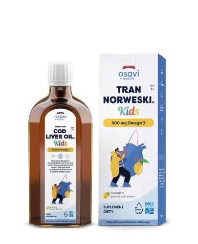  OSAVI Tran Norweski Kids 500 mg Omega 3, cytrynowy, 250 ml - Apteka internetowa Melissa  