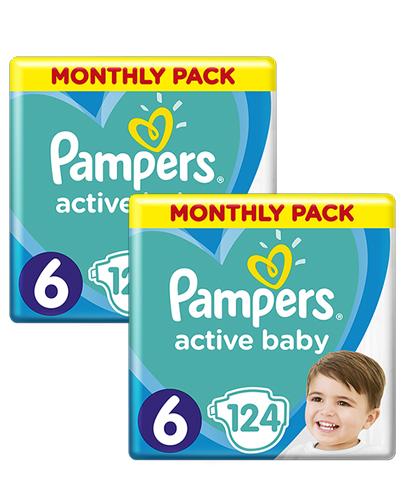 PAMPERS ACTIVE BABY DRY 6 EXTRA LARGE Pieluchy 13-18 kg - 2 x 124 szt. - Apteka internetowa Melissa