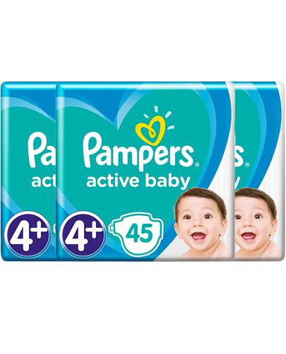  Pampers Active Baby Pieluchy 4+ 10 -15 kg, 3 X 45 szt. - Apteka internetowa Melissa  