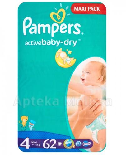 PAMPERS ACTIVE BABY-DRY 4 MAXI 7-14 kg Pieluchy - 62 szt. - Apteka internetowa Melissa