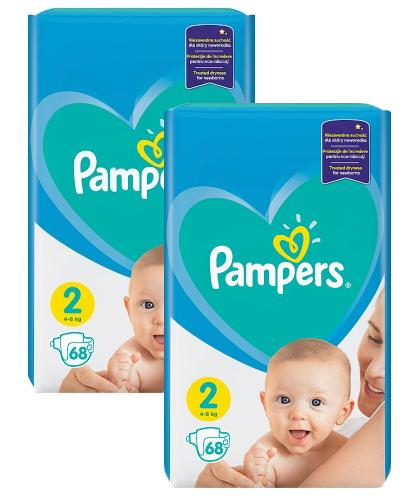 PAMPERS New Baby Dry Mini 2 Pieluchy 4-8 kg pieluszki - 2 x 68 szt. - Apteka internetowa Melissa
