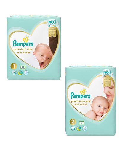  Pampers Pieluchy Premium Care New Born, 78 sztuk pieluszek  + Premium Care rozmiar 2, 68 sztuk pieluszek  - Apteka internetowa Melissa  