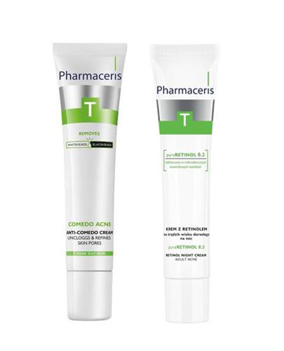 PHARMACERIS T COMEDO ACNE Krem przeciw zaskórnikom - 40 ml + PHARMACERIS T PURERETINOL 0.3 Krem z retinolem na trądzik wieku dorosłego na noc - 40 ml
