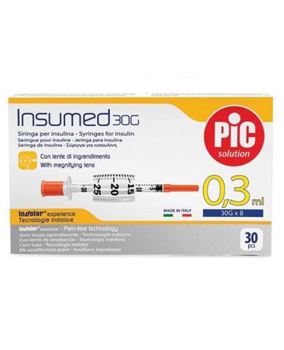  Pic Solution Insumed 0,3 ml 30G x 8 mm Jednorazowe strzykawki do insuliny + szkło powiększające - 30 szt. - cena, opinie, właściwości - Apteka internetowa Melissa  