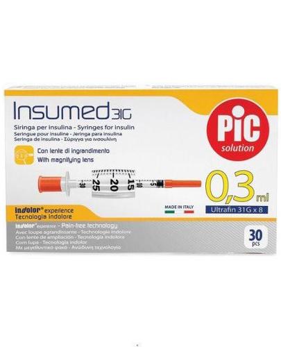  Pic Solution Insumed 0,3 ml 31G x 8 mm Jednorazowe strzykawki do insuliny + szkło powiększające - 30 szt. - cena, opinie, wskazania - Apteka internetowa Melissa  