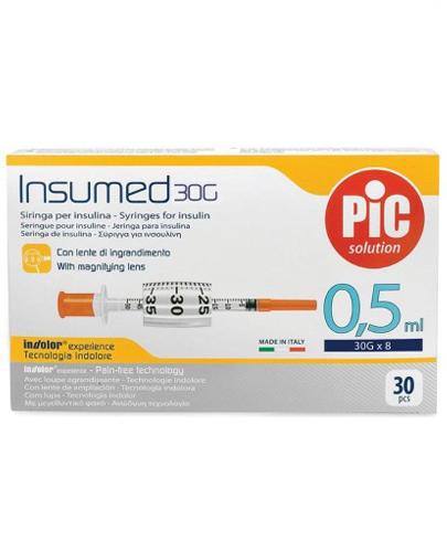 Pic Solution Insumed 0,5 ml 30G x 8 mm Jednorazowe strzykawki do insuliny + szkło powiększające - 30 szt. - cena, opinie, właściwości - Apteka internetowa Melissa