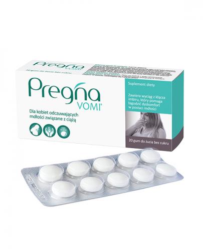  PREGNA VOMI - 20 szt. Pierwsza na rynku guma do żucia z imbirem na mdłości związane z ciążą - Apteka internetowa Melissa  