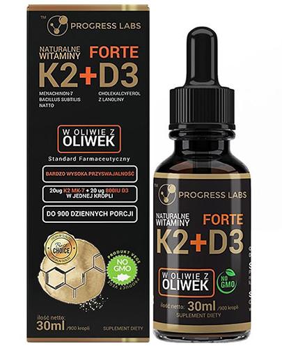  Progress Labs Naturalne Witaminy K2 MK-7 + D3 Forte - 30 ml - cena, opinie, wlaściwości - Apteka internetowa Melissa  