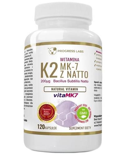 Progress Labs Witamina K2 VitaMK7 Z Natto 200 mcg - 120 kaps. - cena, opinie, stosowanie - Apteka internetowa Melissa