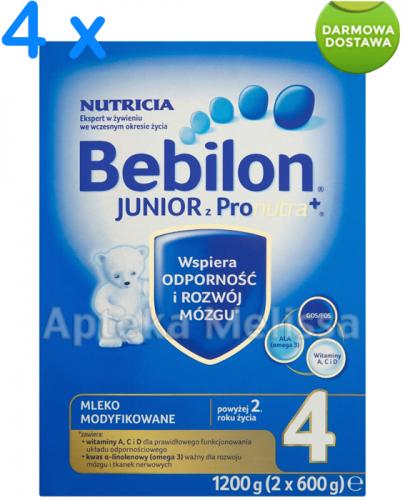 BEBILON 4 JUNIOR Z PRONUTRA+ Mleko modyfikowane w proszku - 4 x 1200 g + prezent torba - Apteka internetowa Melissa