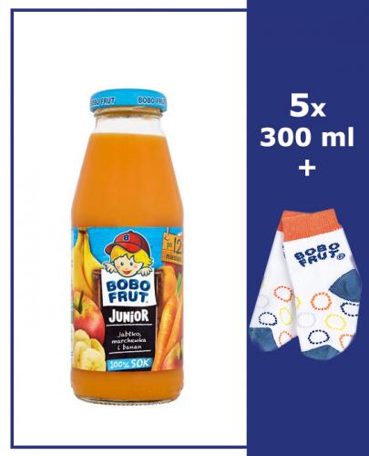 BOBO FRUT JUNIOR Sok jabłko, banan i marchewka po 12 m-cu - 5 x 300 ml + Torba bobo frut - Apteka internetowa Melissa