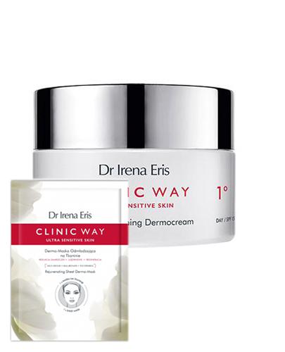 Dr Irena Eris Clinic Way Dermokrem aktywnie wygładzający 1° krem do twarzy na dzień - 50 ml + DR IRENA ERIS CLINIC WAY Dermo-maska odmładzająca na tkaninie - 1 szt. - Apteka internetowa Melissa