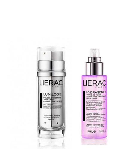 LIERAC LUMILOGIE Dwuetapowy koncentrat na dzień i na noc korygujący przebarwienia - 30 ml + LIERAC HYDRAGENIST mgiełka - 30 ml - Apteka internetowa Melissa