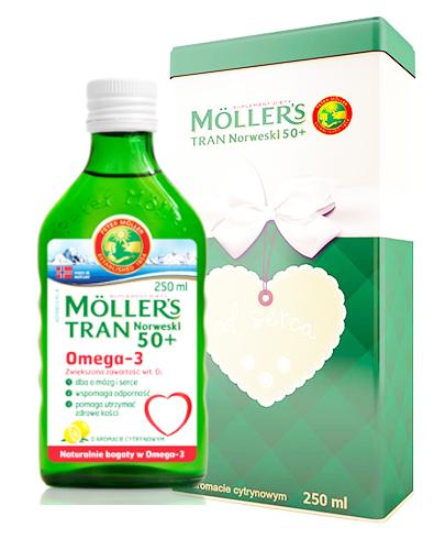MOLLERS Tran norweski o aromacie cytrynowym 50+ - 250 ml w puszce - Apteka internetowa Melissa