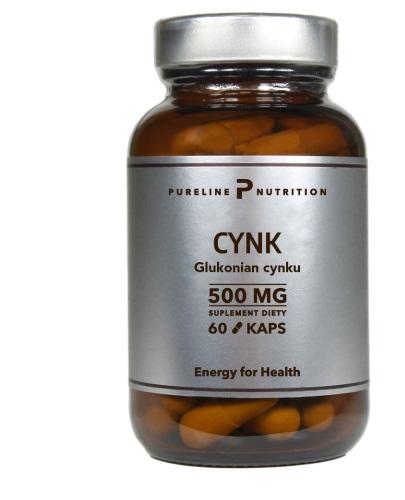  PURELINE NUTRITION CYNK Glukonian cynku 500 mg, 60 kapsułek - Apteka internetowa Melissa  