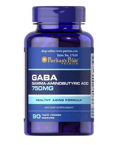 Puritans Pride Gaba 750 mg - 90 kaps. - Kwas gamma-aminomasłowy - cena, opinie, stosowanie