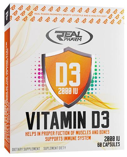  Real Pharm Vitamin D3 2000 - 60 kaps. - cena, opinie, dawkowanie - Apteka internetowa Melissa  