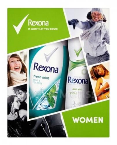 REXONA WOMEN Aloe Vera antyperspirant w aerozolu - 150 ml + Fresh Mint żel pod prysznic - 250 ml - Apteka internetowa Melissa