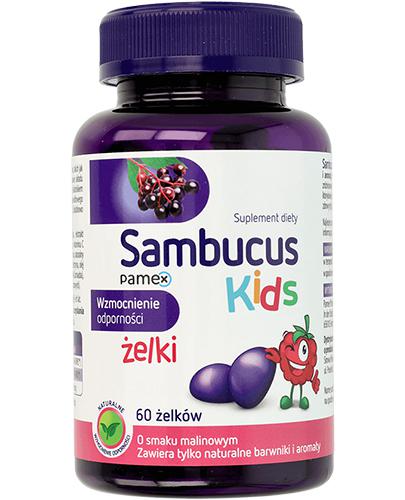 Sambucus Kids, żelki o smaku malinowym, 60 sztuk