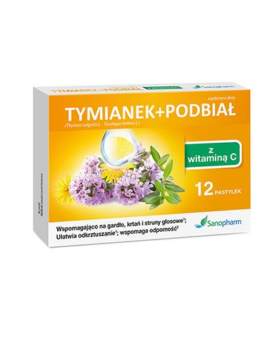 Sanopharm Tymianek + Podbiał Z Witaminą C - 12 past. - cena, opinie, właściwości - Drogeria Melissa