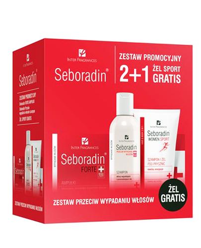 SEBORADIN Zestaw Szampon przeciw wypadaniu włosów + Ampułki przeciw wypadaniu włosów + WOMEN SPORT Szampon i żel pod prysznic 2w1 - 200 ml + 14 x 5,5 ml + 150 ml - Apteka internetowa Melissa