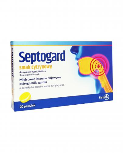 Septogard - smak cytrynowy - na ból gardła - 20 past. cena, opinie, stosowanie - Apteka internetowa Melissa