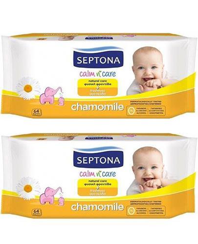  Septona Baby Chamomile Chusteczki nawilżane dla dzieci, 2 x 64 szt., cena, opinie, właściwości - Apteka internetowa Melissa  
