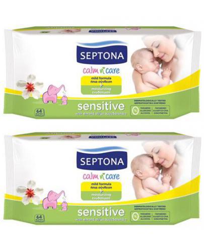  Septona Baby Sensitive Chusteczki nawilżane dla dzieci, 2 x 64 szt., cena, opinie, właściwości - Apteka internetowa Melissa  