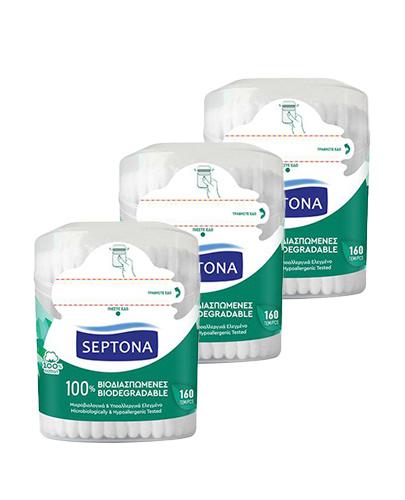  Septona Ecolife Biodegradowalne Patyczki higieniczne, 3 x 160 sztuk - Apteka internetowa Melissa  