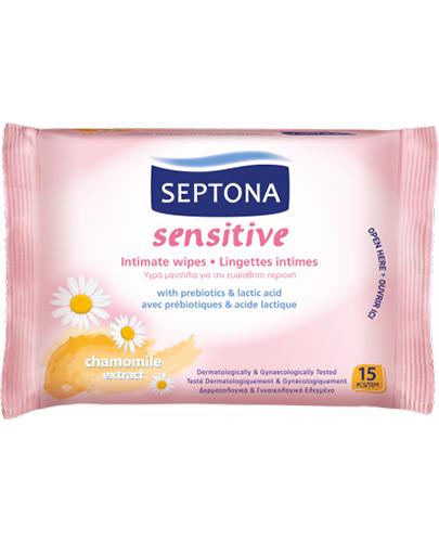  Septona Sensitive Chusteczki nawilżane do higieny intymnej z prebiotykiem i kwasem mlekowym, 15 sztuk - Apteka internetowa Melissa  