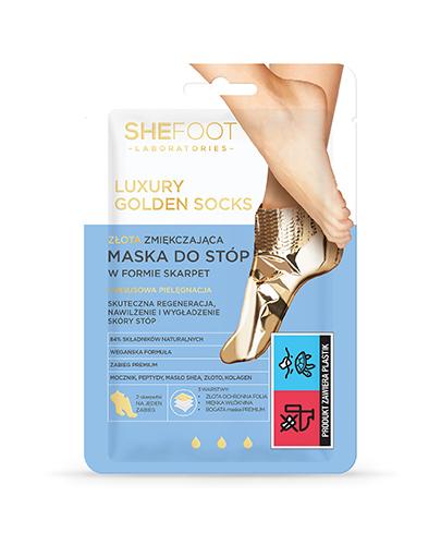 SheFoot Luxury Golden Socks Złota zmiękczająca maska do stóp w formie skarpet, 1 para