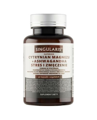  SINGULARIS SUPERIOR Cytrynian Magnezu 100 mg, Ashwagandha 80 mg 9%, B6 + Bioperine, 60 kapsułek - Apteka internetowa Melissa  