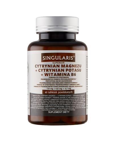  Singularis Superior Cytrynian Magnezu + Cytrynian Potasu + Witamina B6 + 120 mg + 150 mg + 0,7 mg - 60 tabl. - cena, opinie, właściwości - Apteka internetowa Melissa  