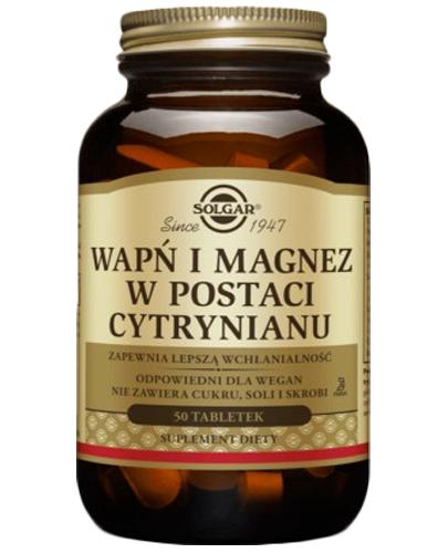 SOLGAR WAPŃ I MAGNEZ w postaci cytrynianu - 100 tabl. - Apteka internetowa Melissa