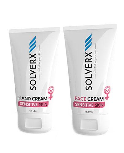 SOLVERX SENSITIVE SKIN FOR WOMEN Krem do twarzy - 50 ml + SOLVERX SENSITIVE SKIN FOR WOMEN Krem do rąk - 50 ml - Apteka internetowa Melissa