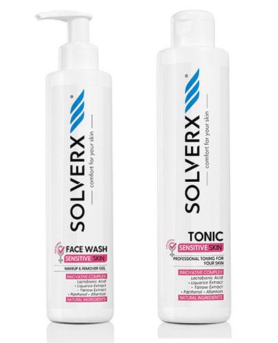  SOLVERX SENSITIVE SKIN FOR WOMEN Żel do mycia twarzy i demakijażu - 200 ml + SOLVERX SENSITIVE SKIN FOR WOMEN Tonik do skóry wrażliwej - 200 ml - Apteka internetowa Melissa  