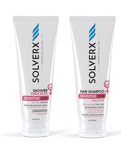 SOLVERX SENSITIVE SKIN FOR WOMEN Żel - emulsja pod prysznic - 250 ml + SOLVERX SENSITIVE SKIN FOR WOMEN Balsam do ciała do skóry wrażliwej - 200 ml - Apteka internetowa Melissa
