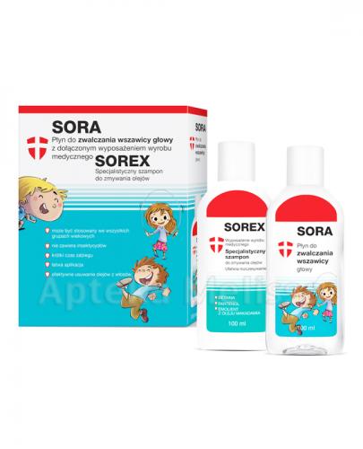  SORA Płyn do zwalczania wszawicy głowy + SOREX Szampon do zmywania olejów - 100 ml + 100 ml - Apteka internetowa Melissa  