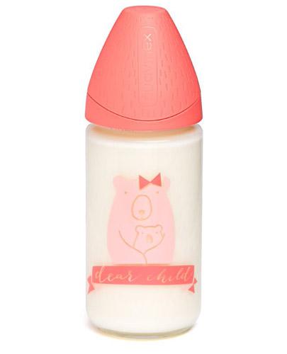  Suavinex Szklana butelka do karmienia z silikonowym smoczkiem 0m+ różowy miś - 240 ml - cena, opinie, stosowanie - Apteka internetowa Melissa  