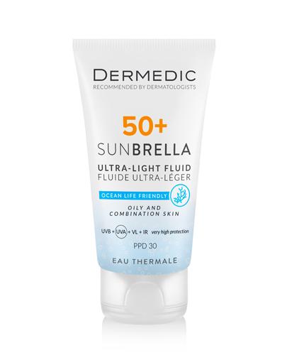 Dermedic Sunbrella Ultralekki krem SPF 50+ skóra tłusta i mieszana, 40 ml + DERMEDIC HYDRAIN 3 HIALURO Płyn micelarny H2O - 100 ml