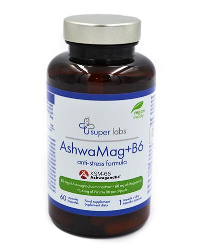 Super Labs AshwaMag+B6 anti-stress formula, 60 kaps., cena, wskazania, składniki - Apteka internetowa Melissa