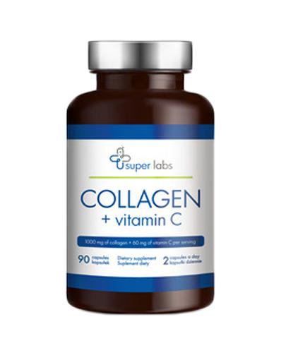 Super Labs Collagen + Vitamin C, 90 kaps., na skórę, włosy i paznokcie, cena, opinie, właściwości
