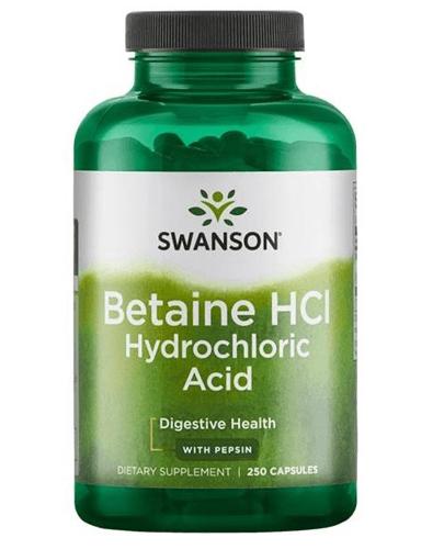  SWANSON Betaine HCL Hydrochloric Acid - 250 kaps. - trawienie białka - cena, opinie, wskazania - Apteka internetowa Melissa  