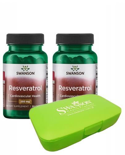  SWANSON Resveratrol 250 mg - 2 x 30 kaps. + SWANSON Pill Box - Kasetka na tabletki (zielona) - 1 szt - Apteka internetowa Melissa  