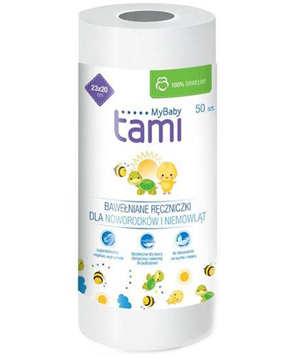 Tami My Baby Ręczniki bawełniane dla noworodków i niemowląt w rolce, 50 szt., cena, opinie, stosowanie - Drogeria Melissa